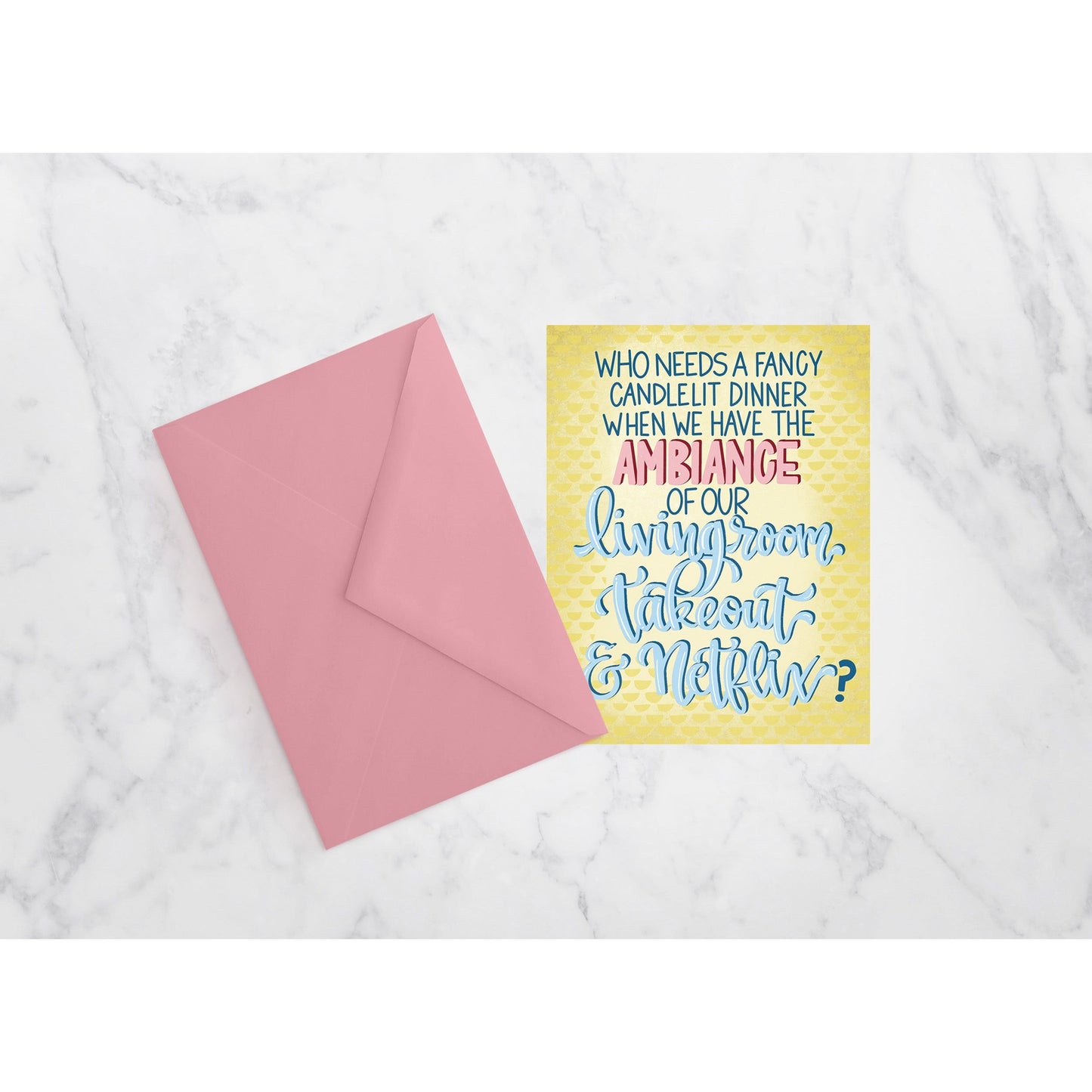 Ambiance -Our Living Room, Take Out, & Netflix - Greeting Card
