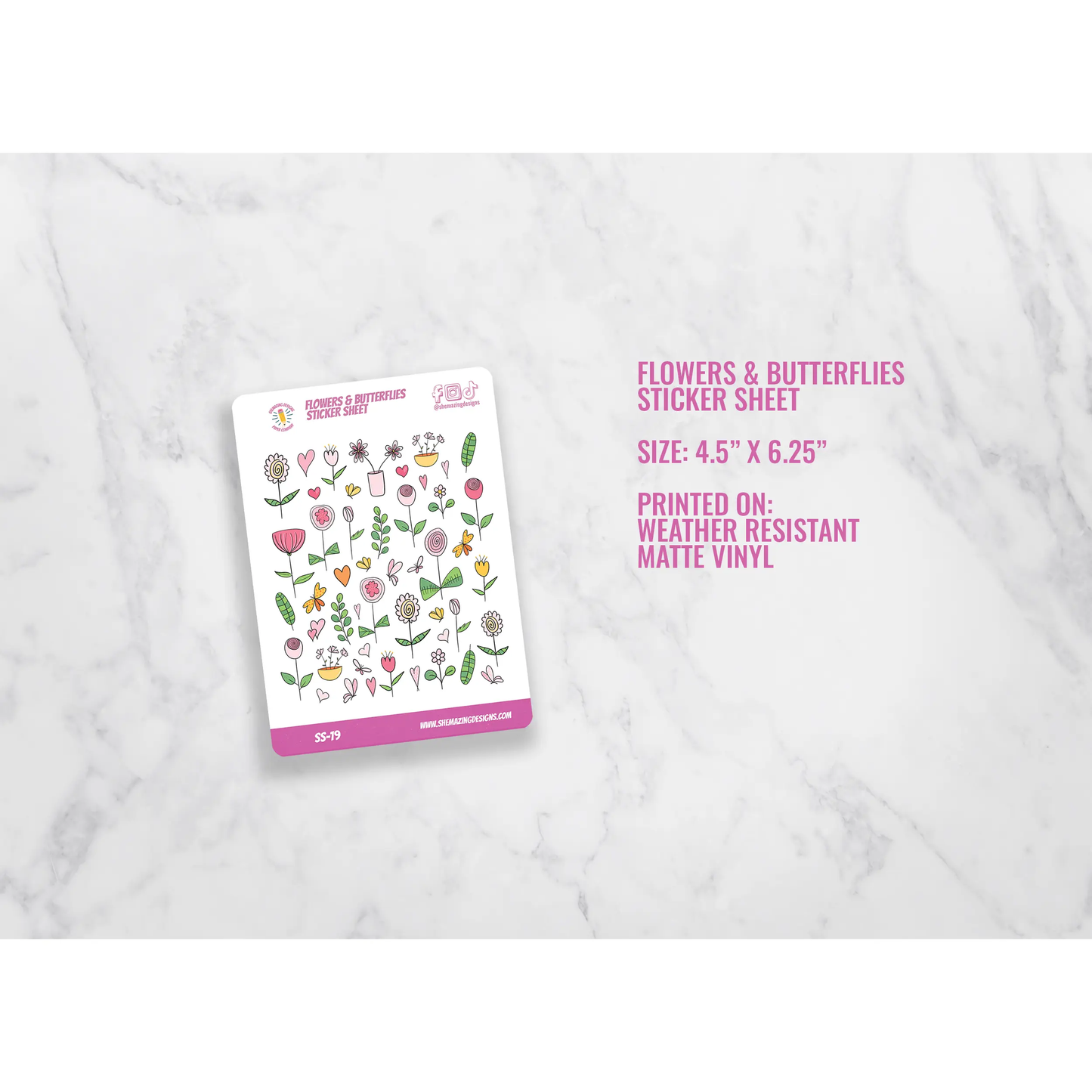 Flowers & Butterflies Sticker Sheet