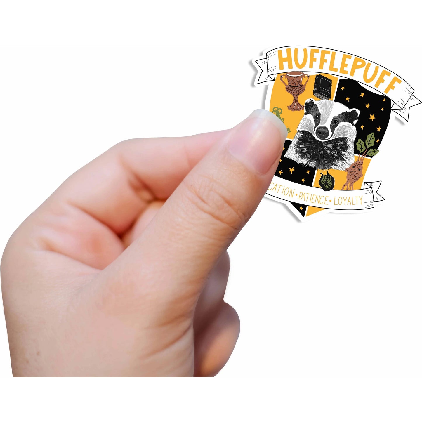 Tan Hufflepuff Crest Vinyl Sticker-Harry Potter