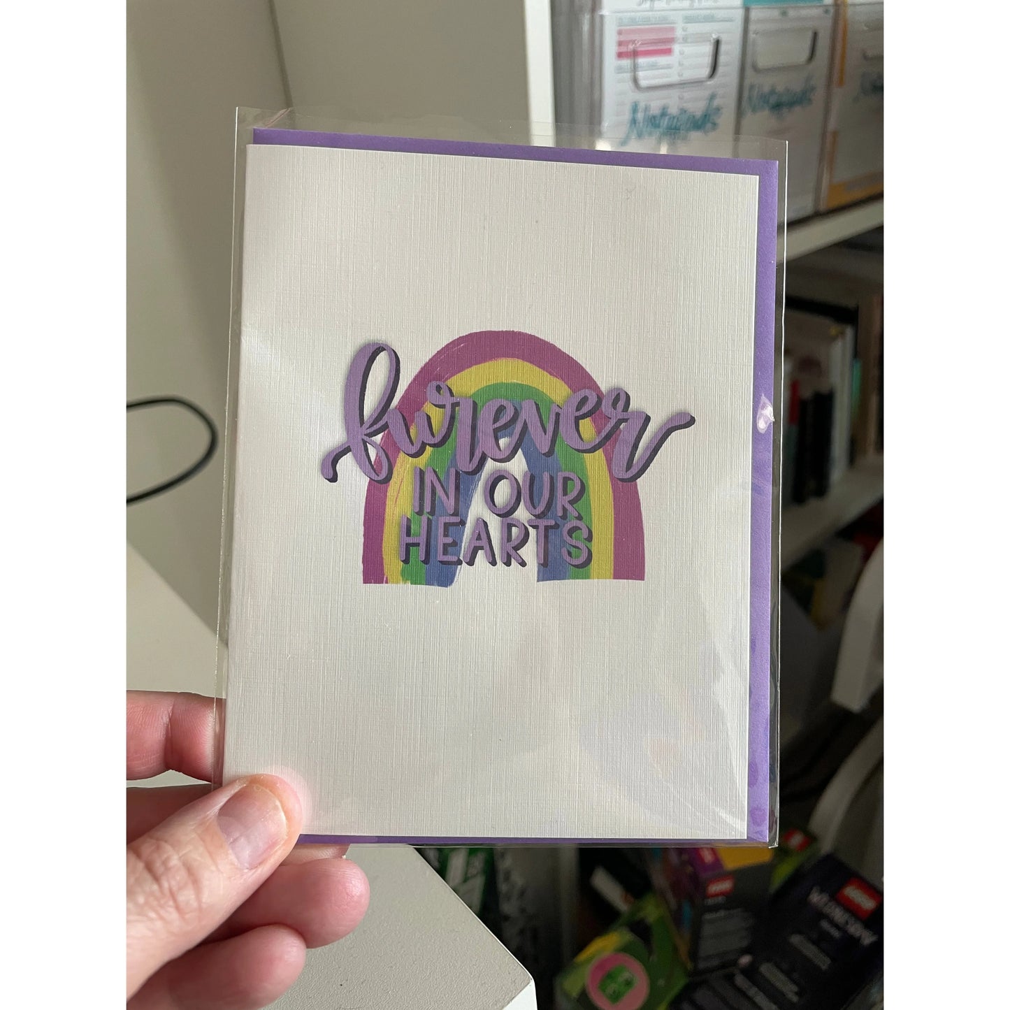 (Sample Print - color shift) Furever in our Hearts - Pet Death Card | Sympathy, Cat, Dog