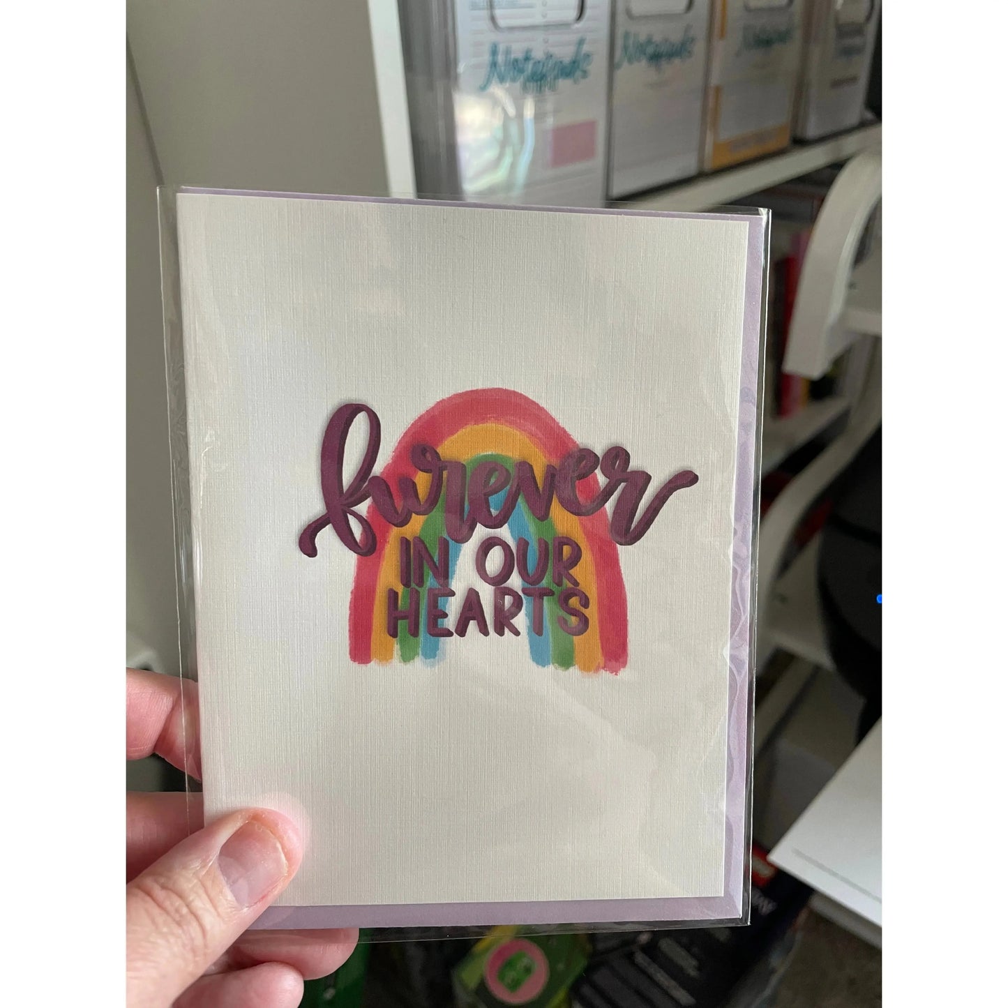 (Sample Print - color shift) Furever in our Hearts - Pet Death Card | Sympathy, Cat, Dog