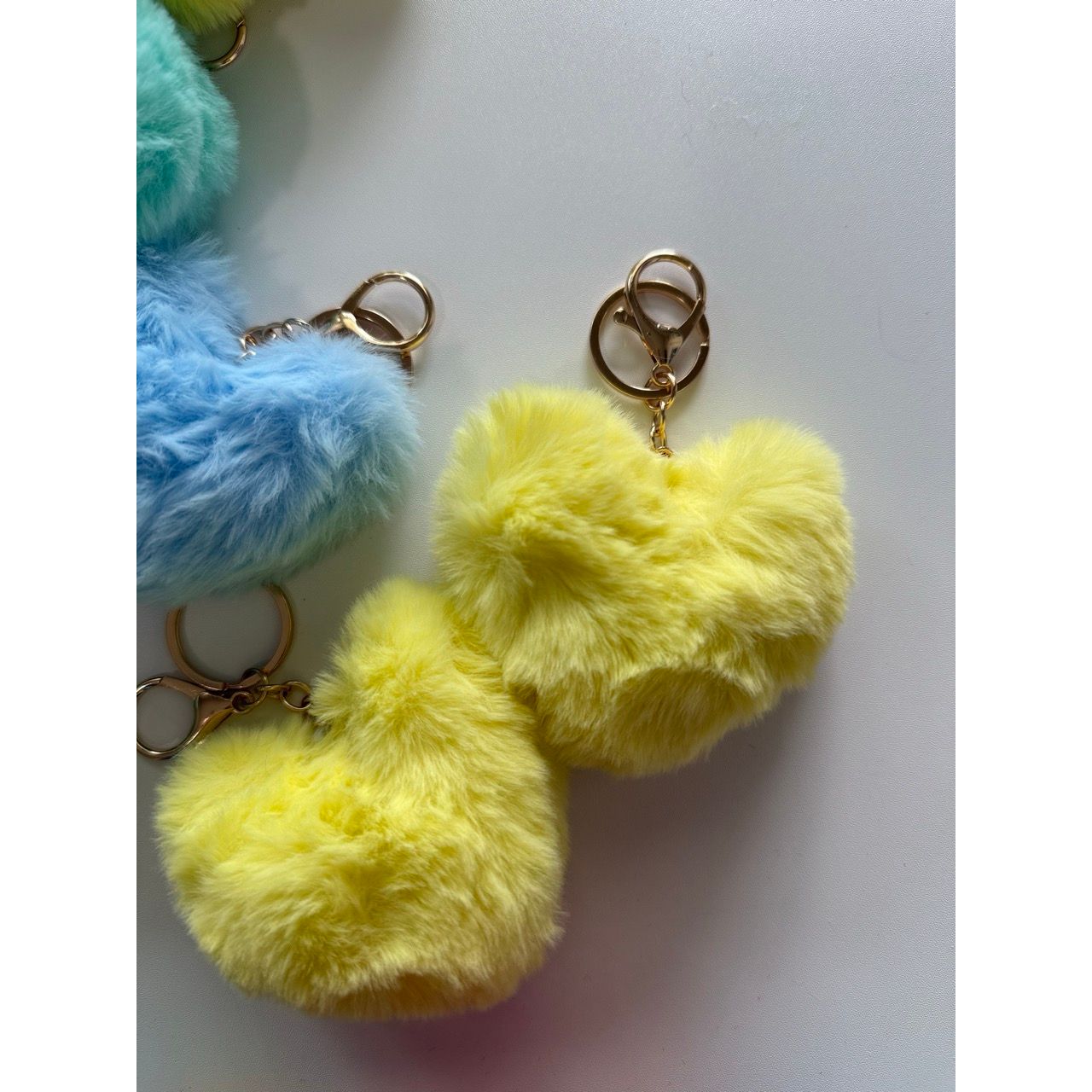 Dark Gray Heart Puff Keychain Bag Charm