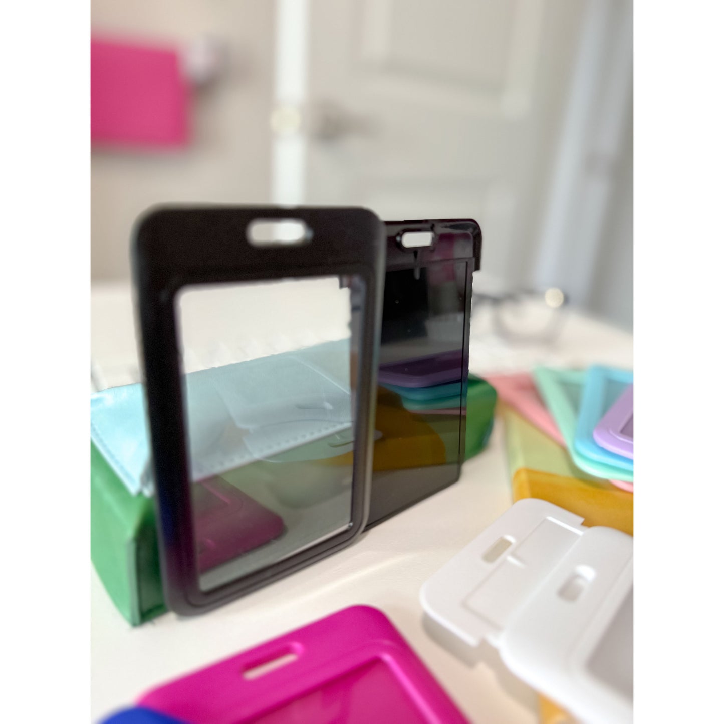 Premium 2-Card Badge Holder with Thumb Slot – Vertical & Horizontal – Hard Polycarbonate, Fits Standard Credit-Size Cards
