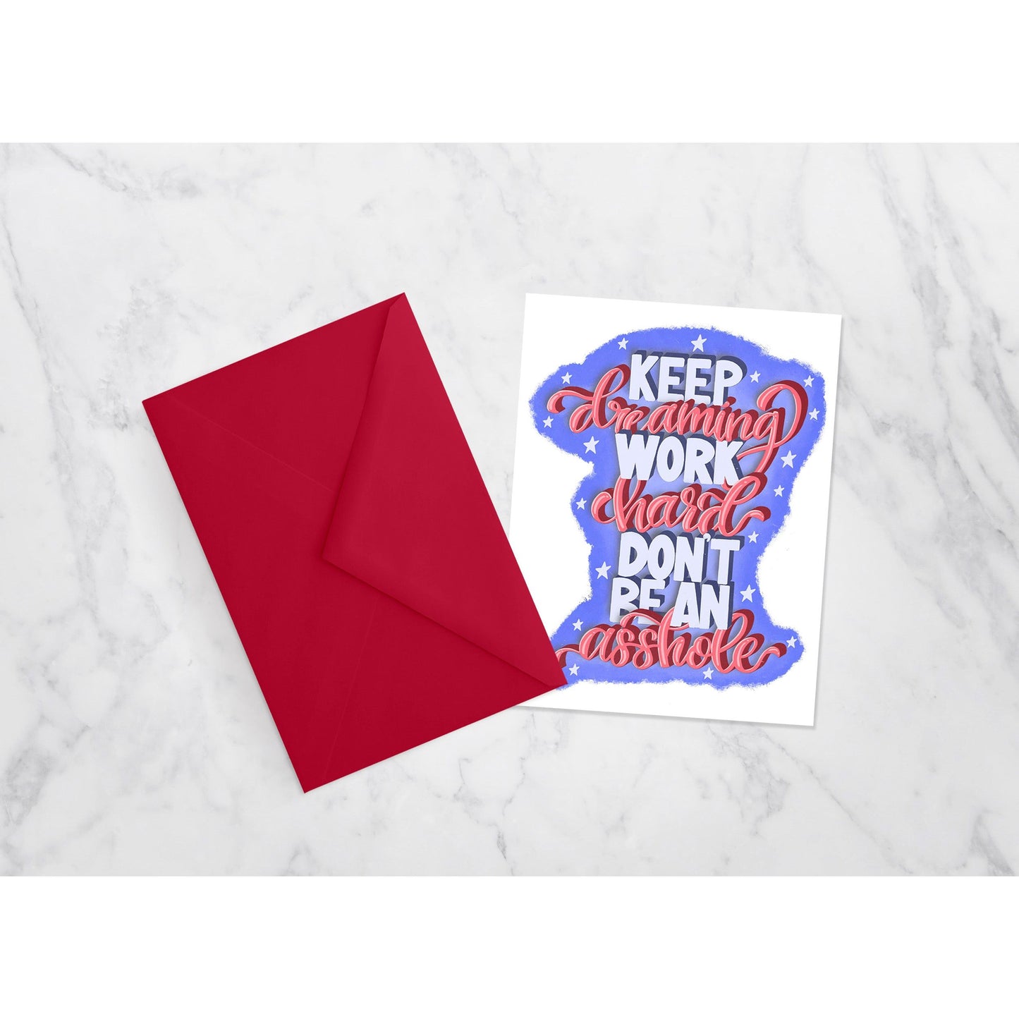 Funny Graduation Card - Keep Dreaming, Work Hard, Don't Be an Asshole