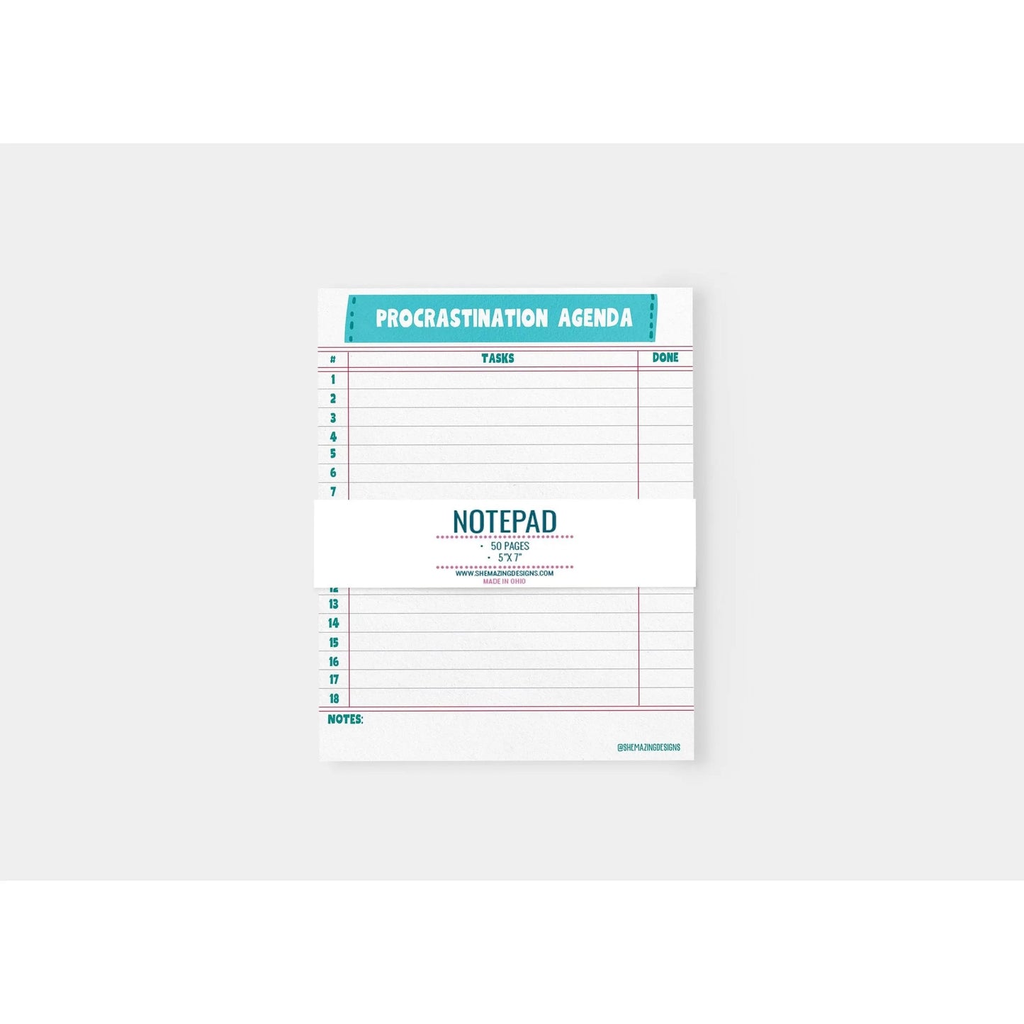 Procrastination Agenda Notepad - 5x7