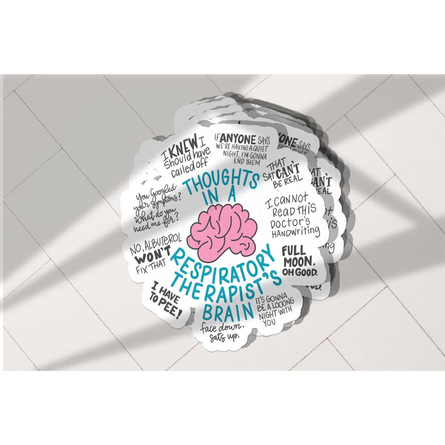 Respiratory Therapist's Thoughts - RT Brain Vinyl Sticker