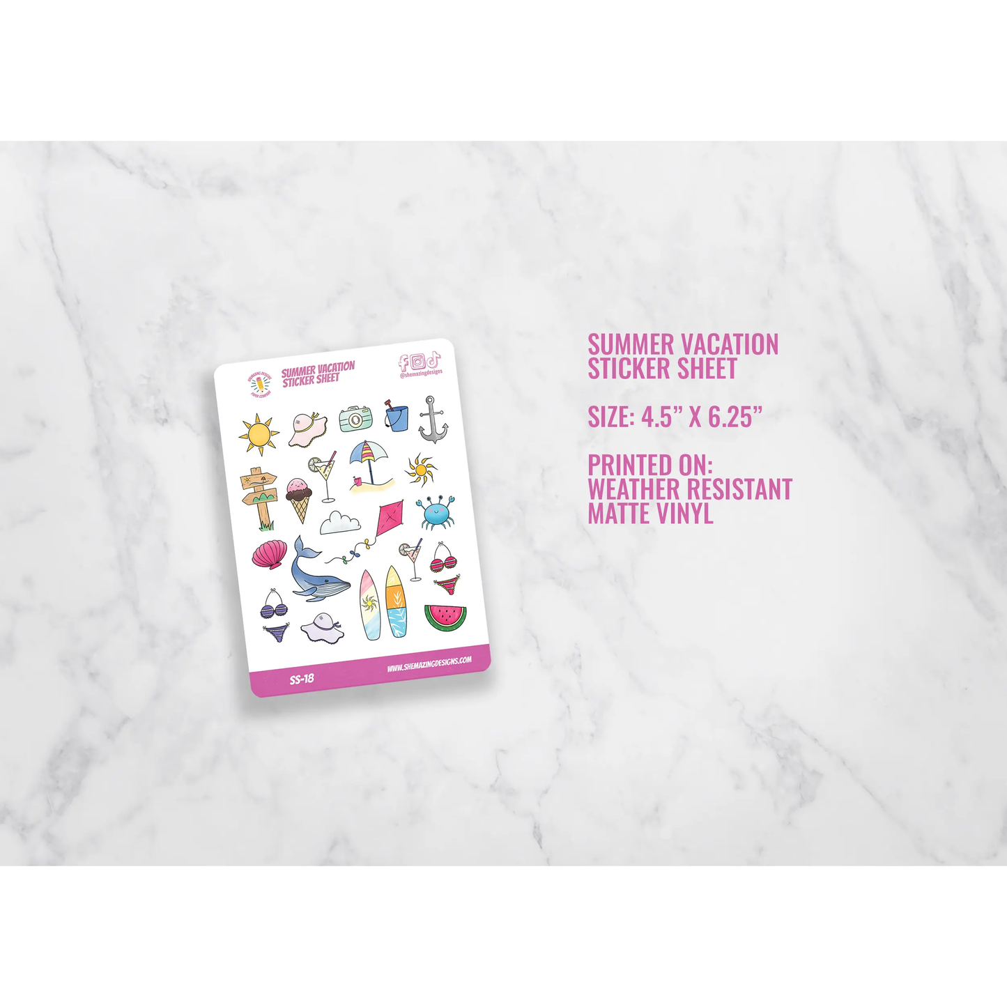 Summer Vacation Sticker Sheet