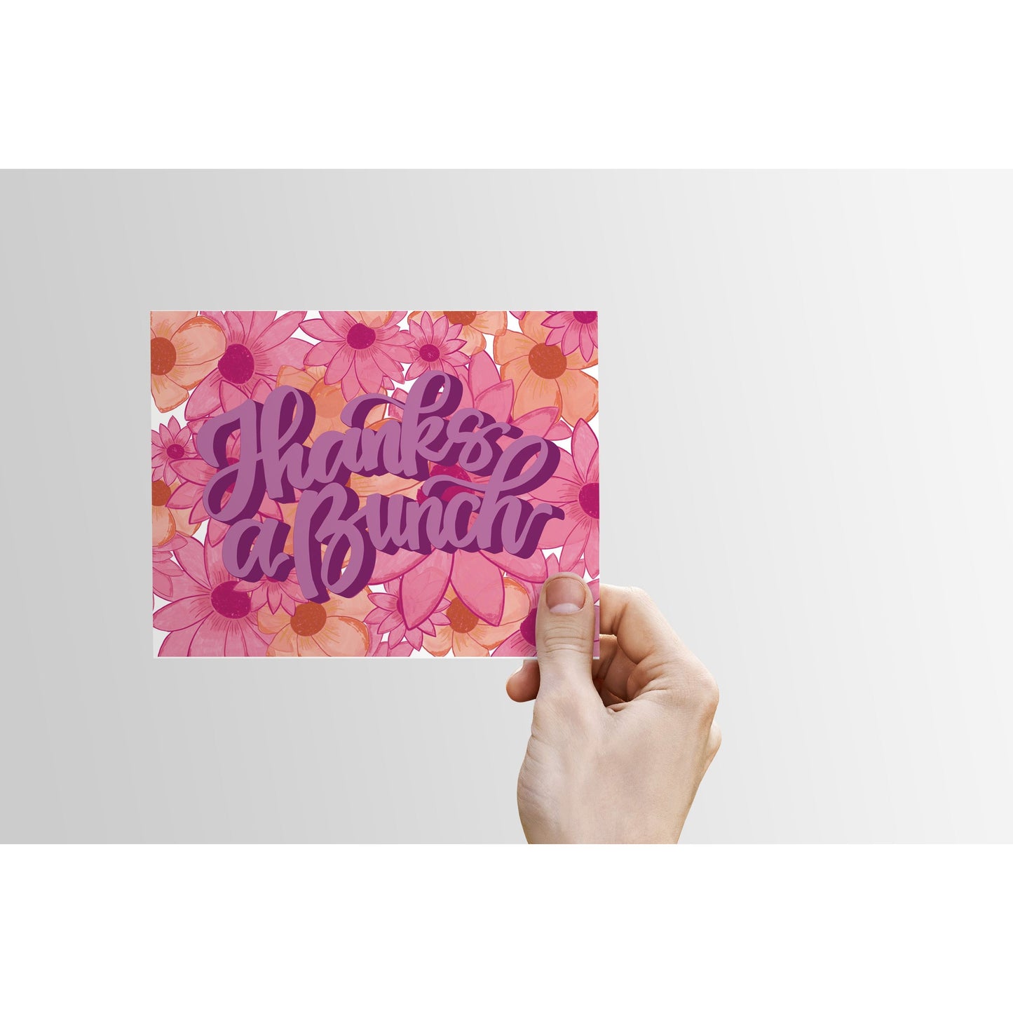 Thank You Card - Thanks a Bunch with Floral Bouquet Illustration | Elegant Appreciation Greeting Card