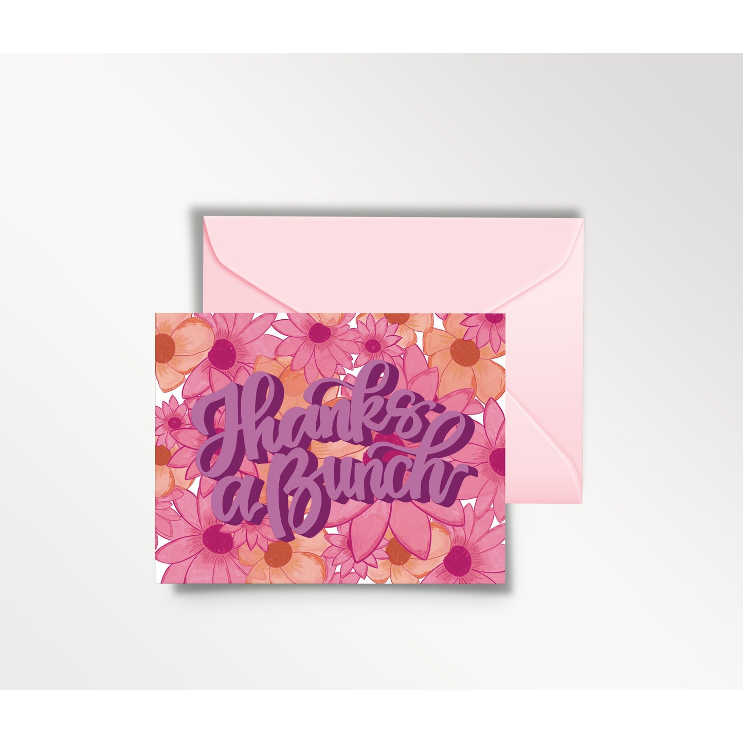 Thank You Card - Thanks a Bunch with Floral Bouquet Illustration | Elegant Appreciation Greeting Card