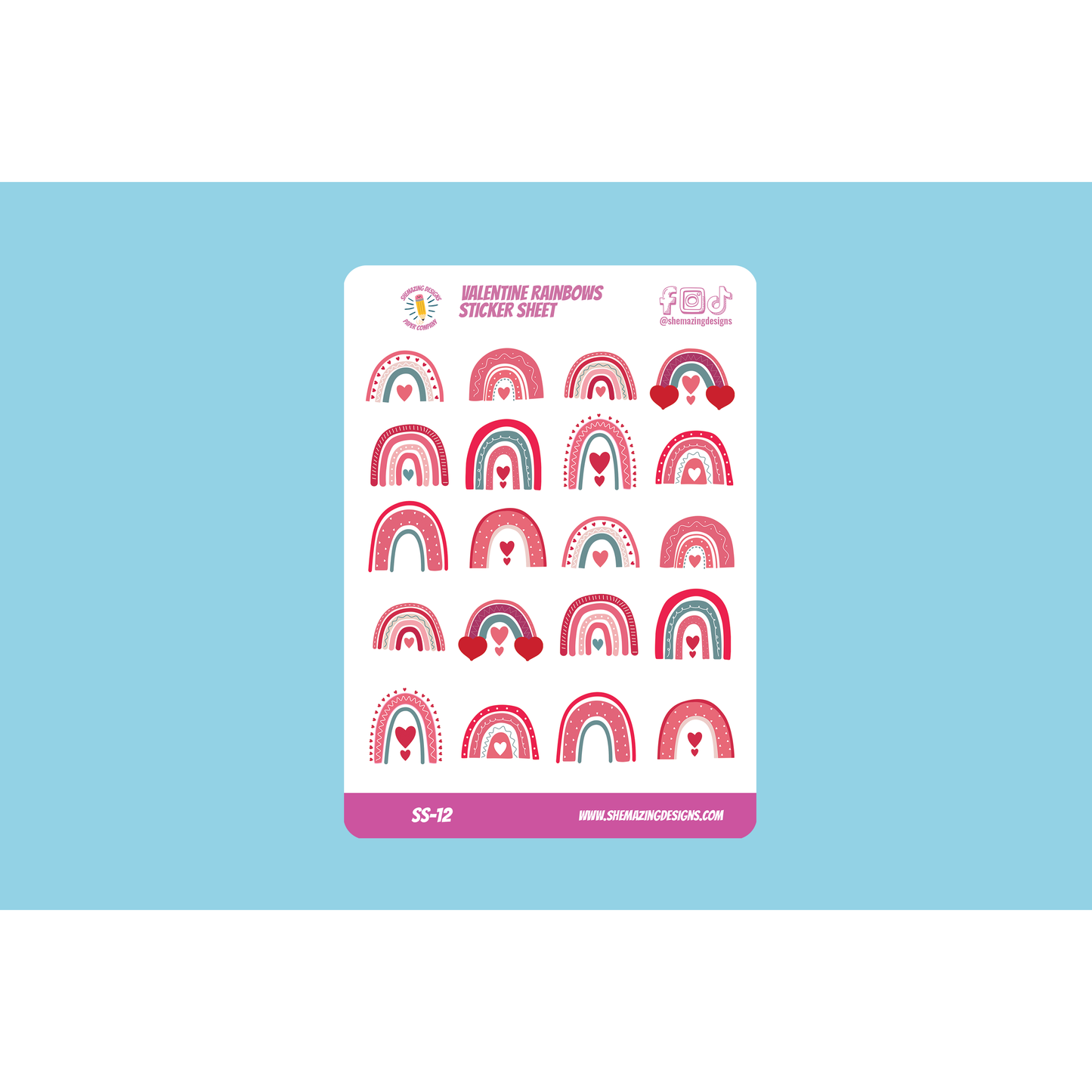 Valentine Rainbow Sticker Sheet