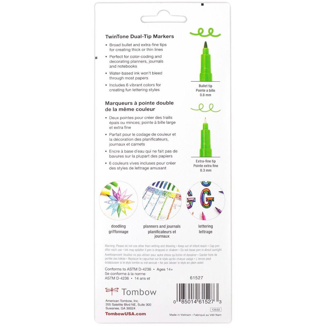 Tombow TwinTone Marker Set, 6-Pack