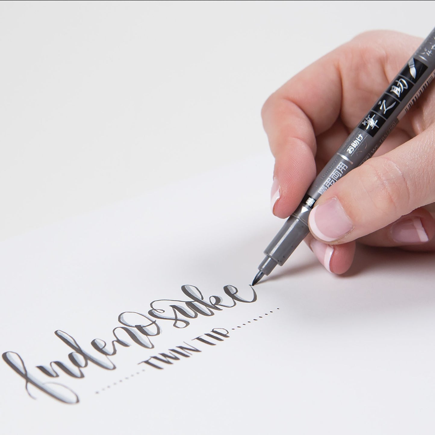 Tombow Fudenosuke Brush Pen, Twin Tip, Black-Gray