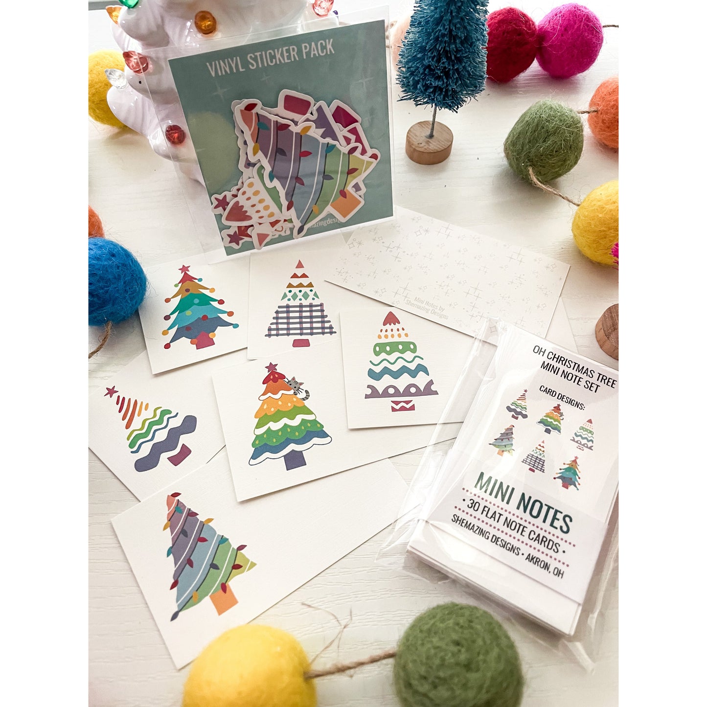 RETIRING - Oh Christmas Tree (Rainbow) - Mini Note Set