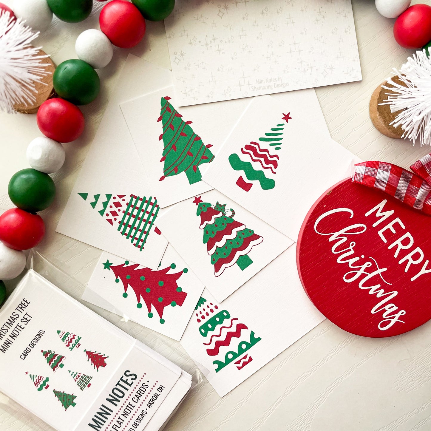 RETIRING - Oh Christmas Tree (Red-White-Green) - Mini Note Set
