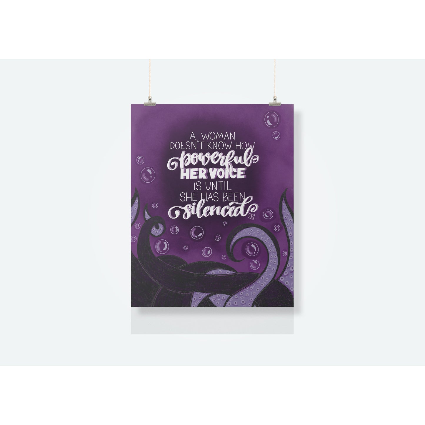 Ursula Quote - A Woman Doesn't Know How Powerful Her Voice Is Until She Has Been Silenced - Print - Wall Art - 8x10
