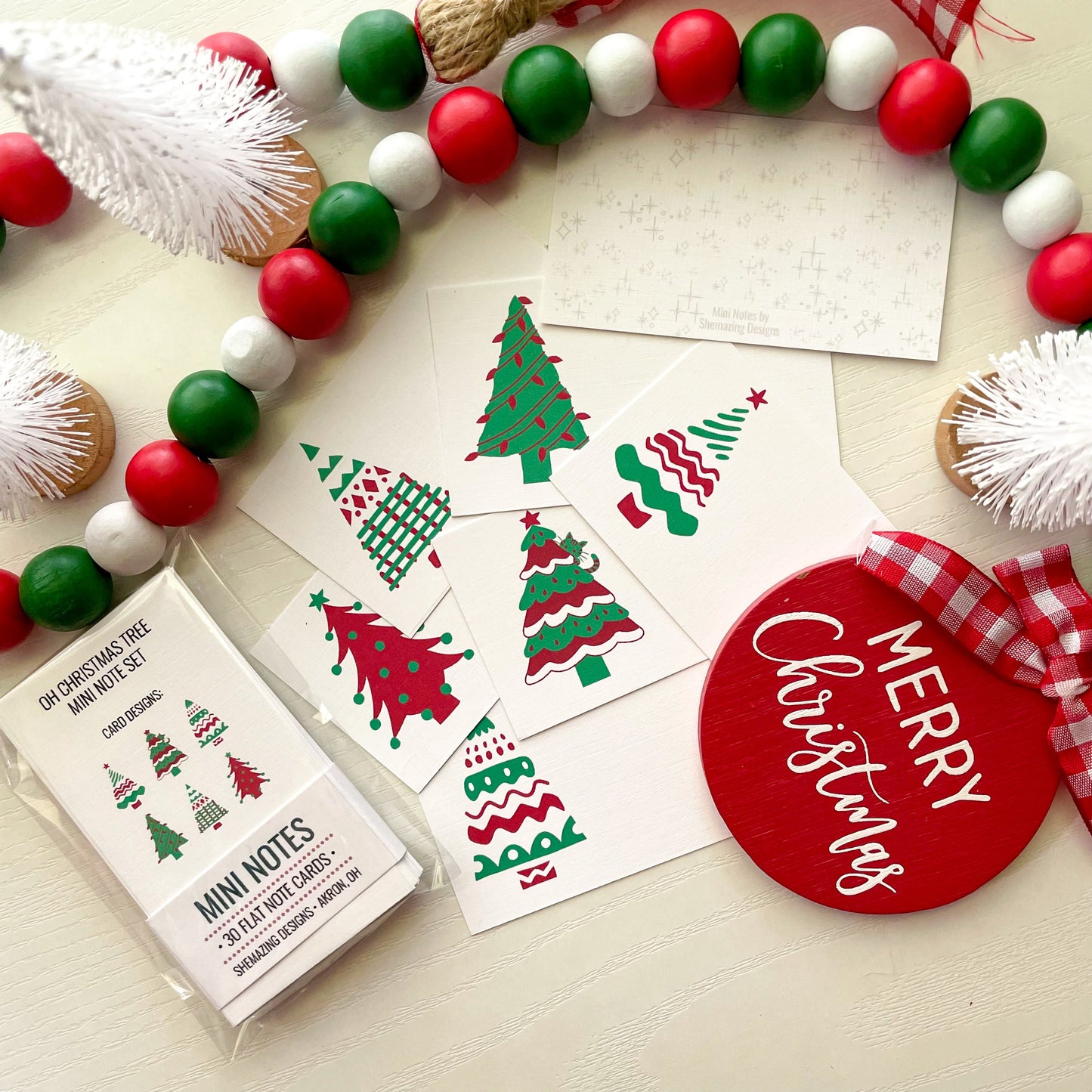 RETIRING - Oh Christmas Tree (Red-White-Green) - Mini Note Set