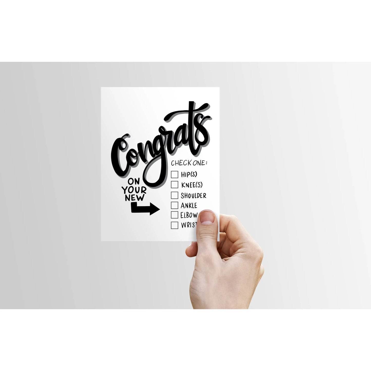 Congrats on your new (check the body part) - Replacement Surgery Card