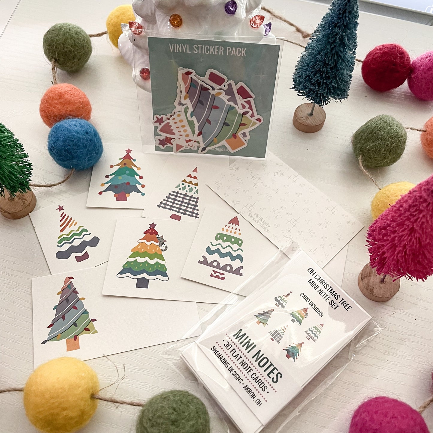 RETIRING - Oh Christmas Tree (Rainbow) - Mini Note Set