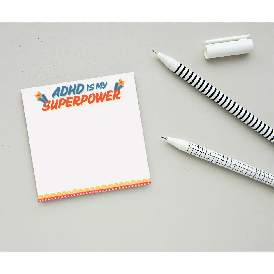 Light Gray ADHD Is My Superpower Sticky Notes – Funny Shooting Star Notepad for Neurodivergent Minds