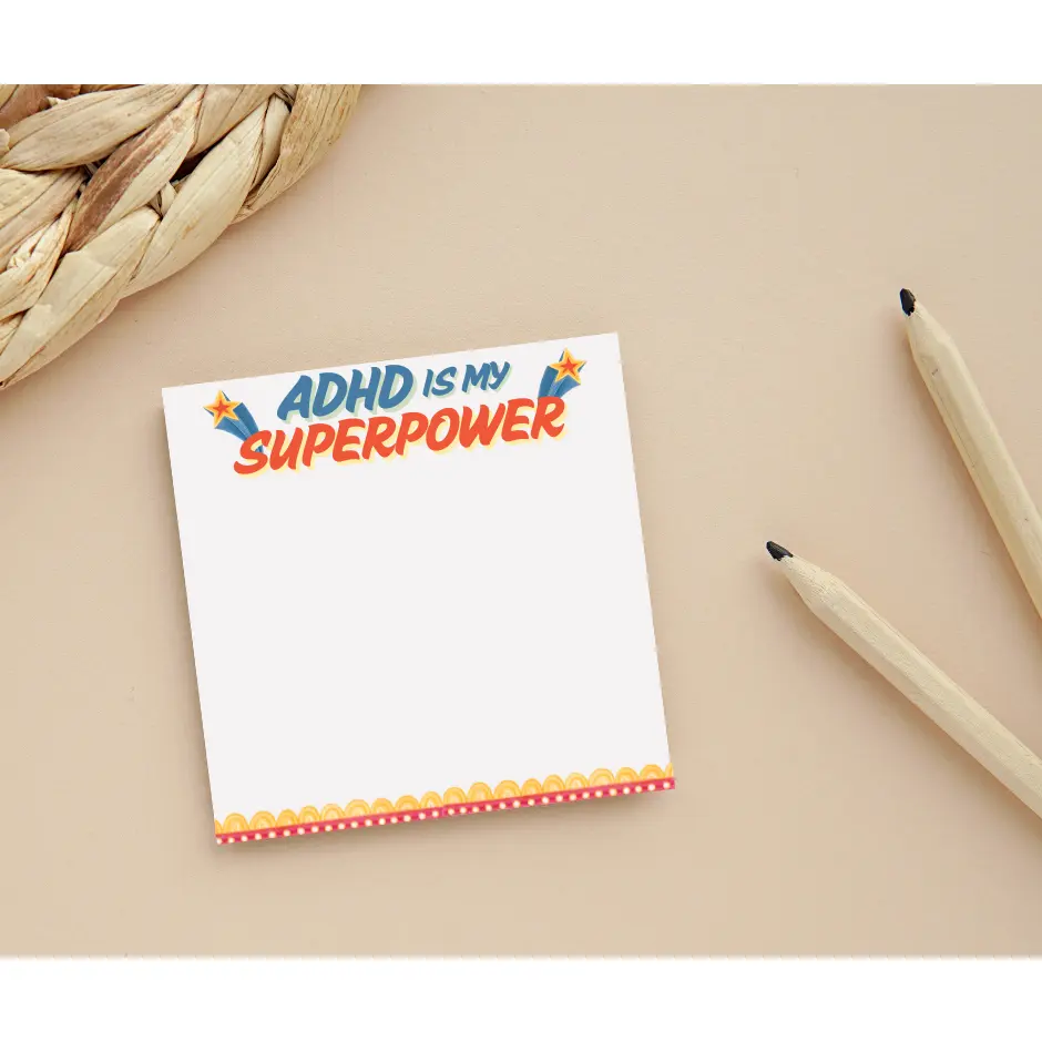 Light Gray ADHD Is My Superpower Sticky Notes – Funny Shooting Star Notepad for Neurodivergent Minds