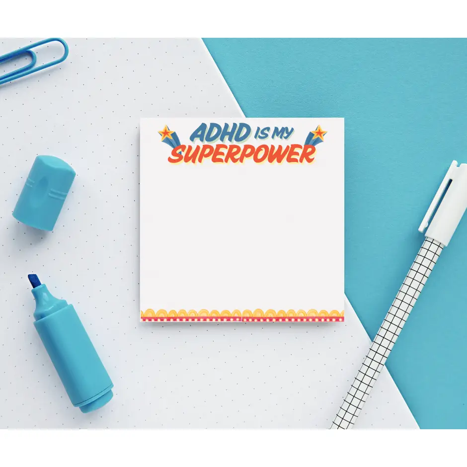 Lavender ADHD Is My Superpower Sticky Notes – Funny Shooting Star Notepad for Neurodivergent Minds