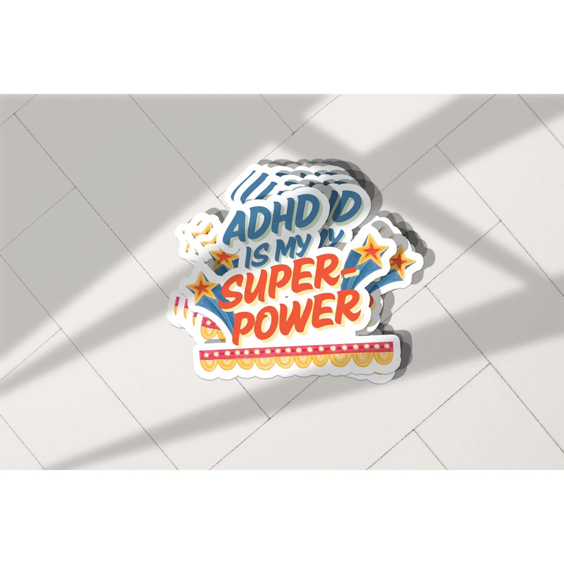 Light Gray ADHD Is My Superpower Vinyl Sticker – Funny Mental Health Sticker for Laptops, Water Bottles & Journals