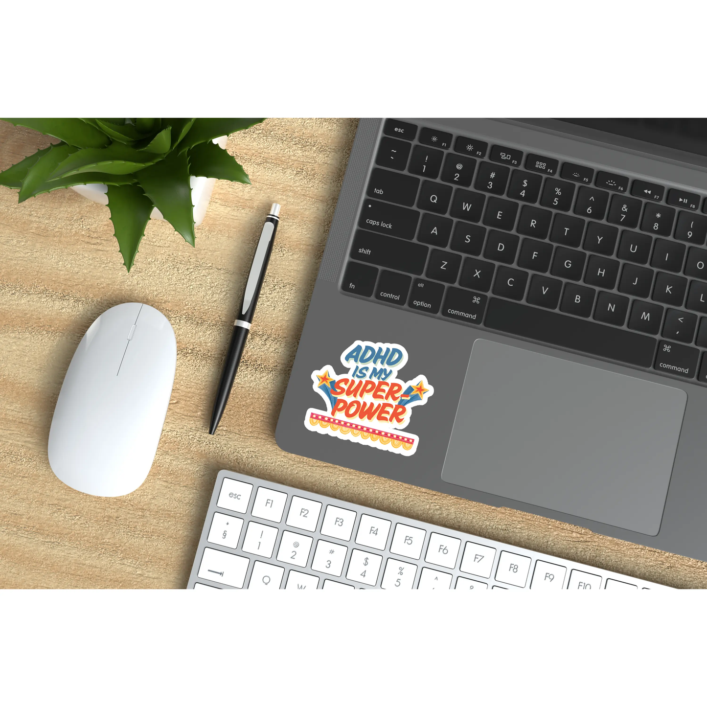 Dim Gray ADHD Is My Superpower Vinyl Sticker – Funny Mental Health Sticker for Laptops, Water Bottles & Journals
