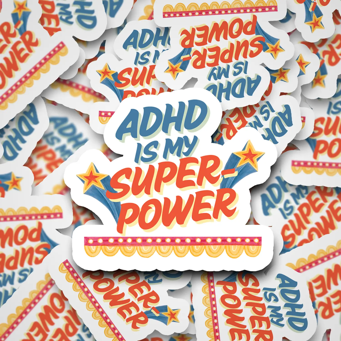 Light Gray ADHD Is My Superpower Vinyl Sticker – Funny Mental Health Sticker for Laptops, Water Bottles & Journals
