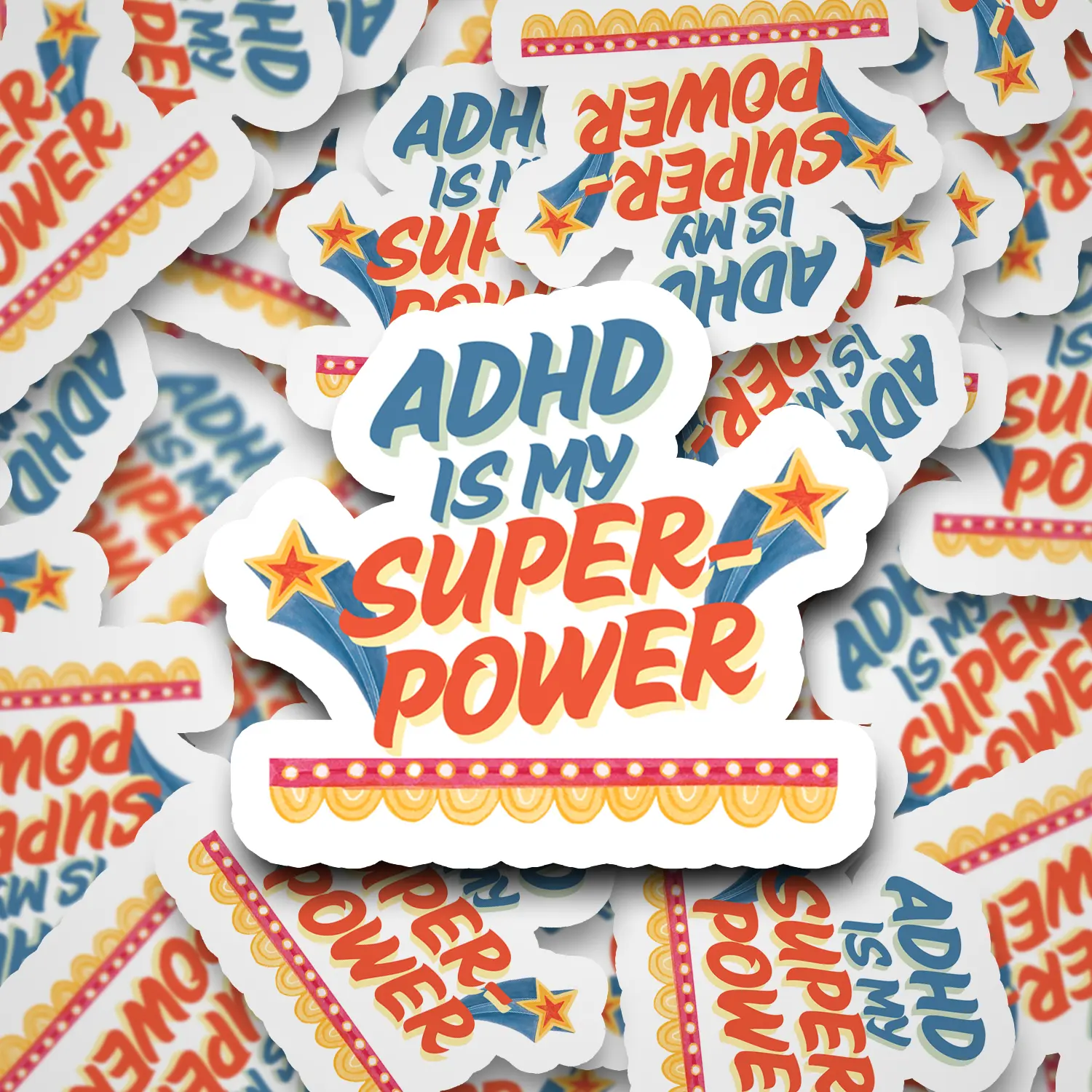 Light Gray ADHD Is My Superpower Vinyl Sticker – Funny Mental Health Sticker for Laptops, Water Bottles & Journals