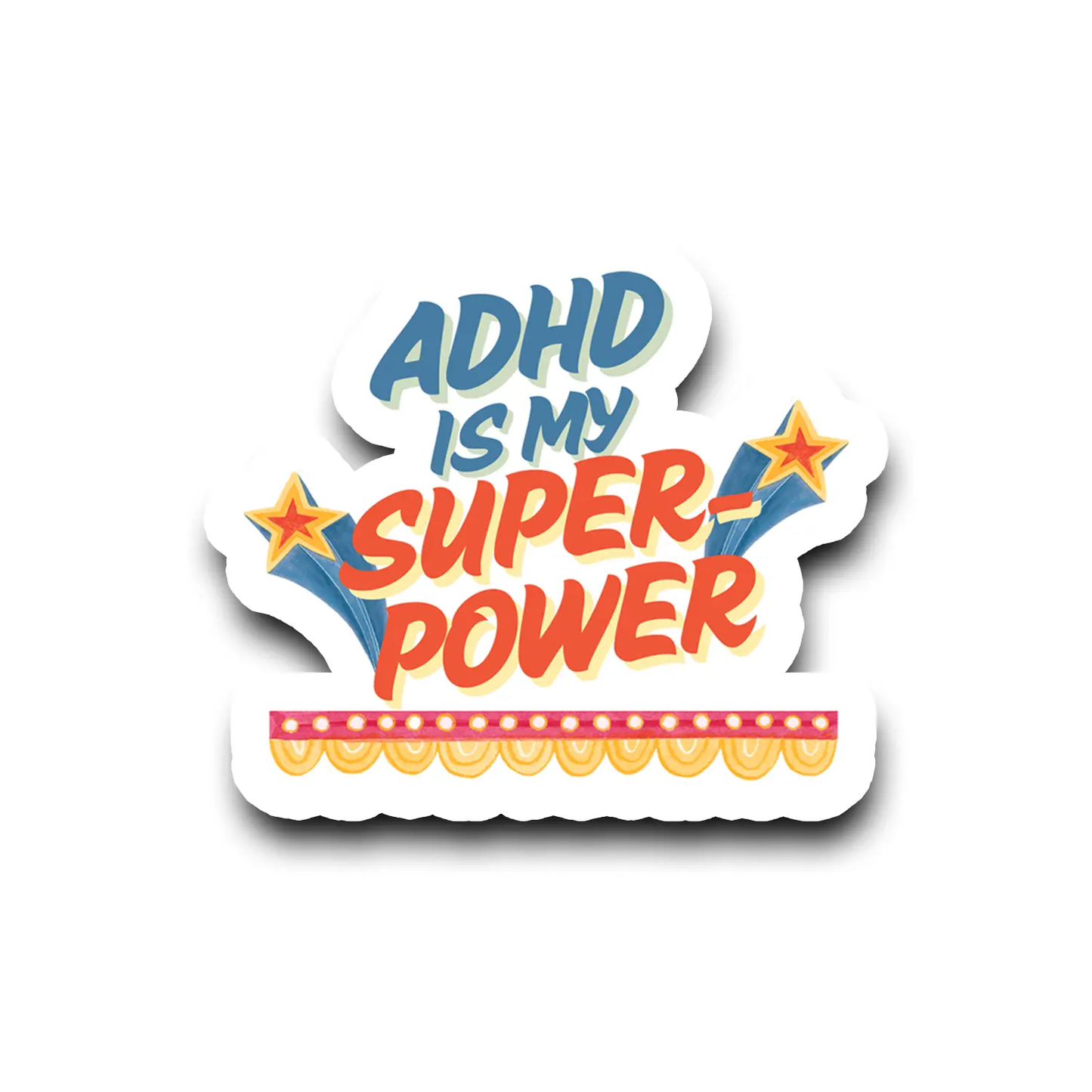 Slate Gray ADHD Is My Superpower Vinyl Sticker – Funny Mental Health Sticker for Laptops, Water Bottles & Journals