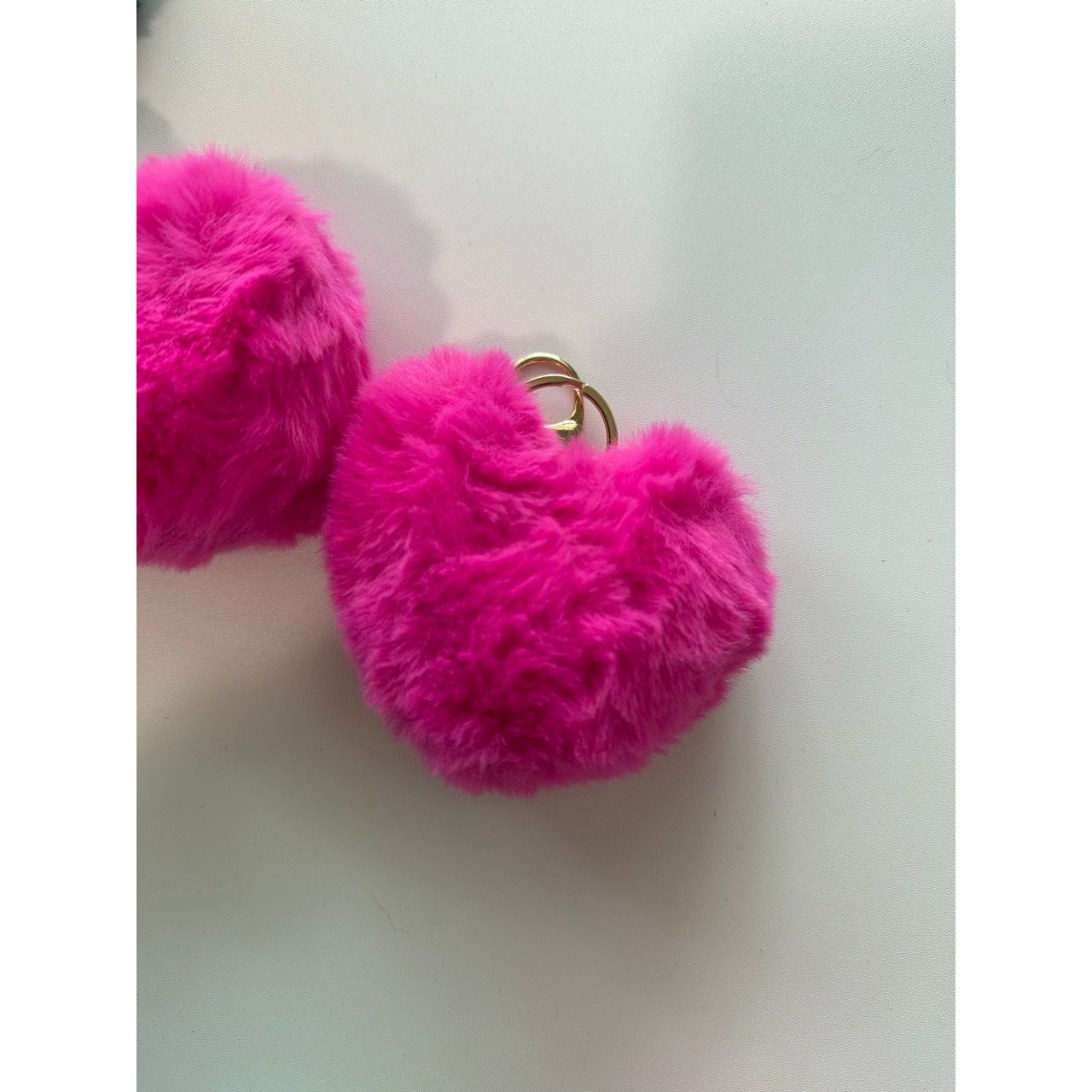 Gray Heart Puff Keychain Bag Charm
