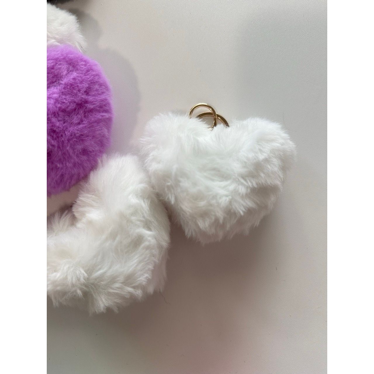 Gray Heart Puff Keychain Bag Charm