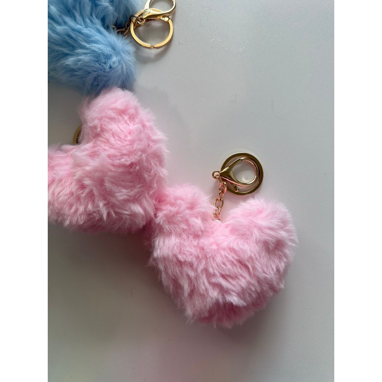 Gray Heart Puff Keychain Bag Charm