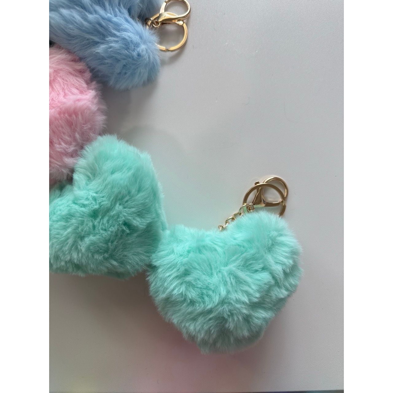 Gray Heart Puff Keychain Bag Charm