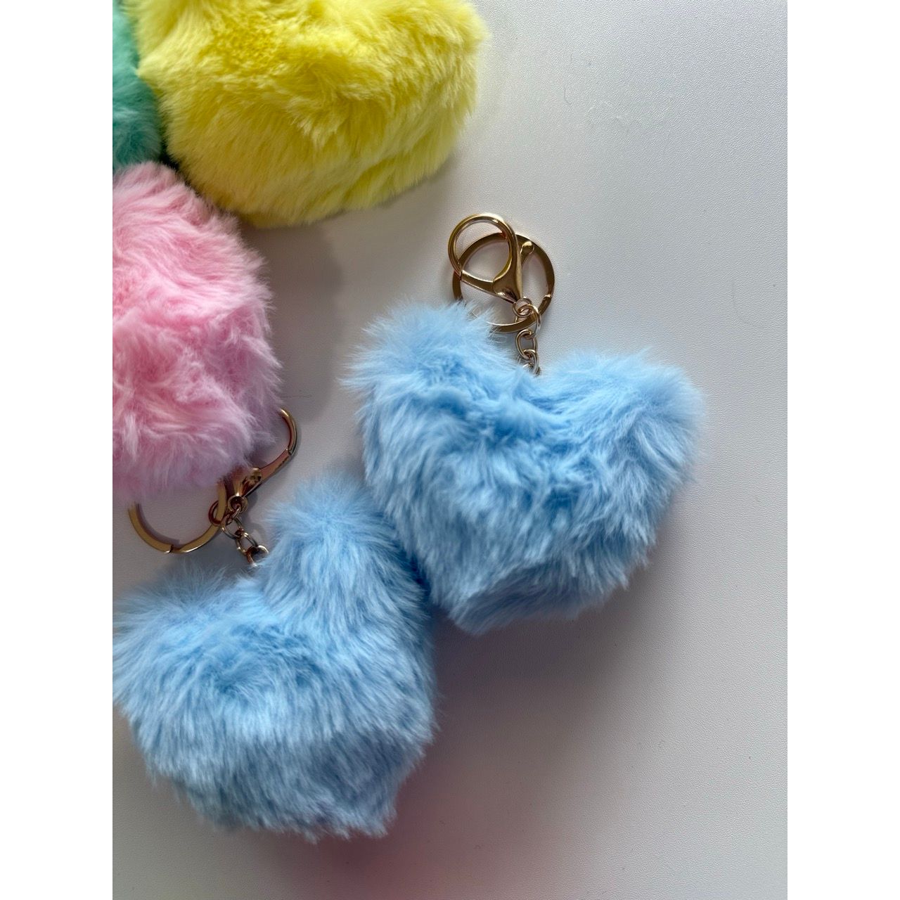 Gray Heart Puff Keychain Bag Charm