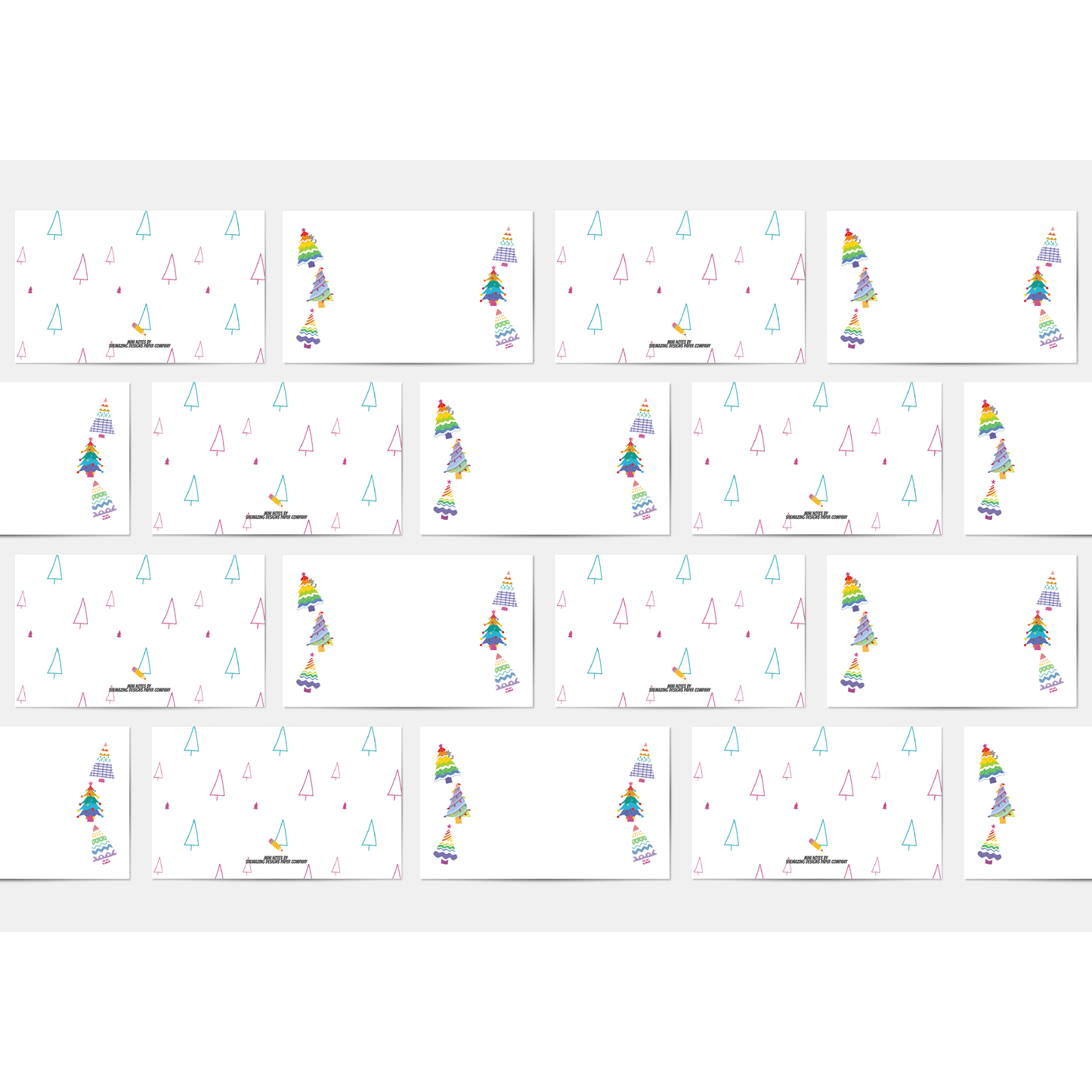Rainbow Christmas Trees Mini Notes