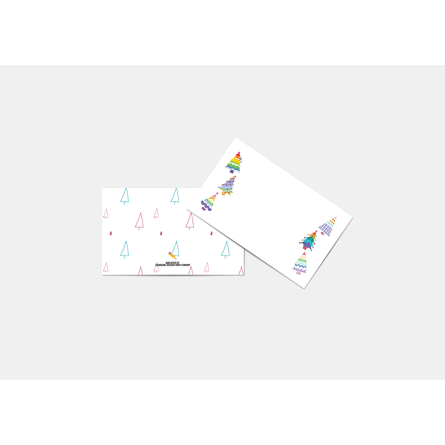 Rainbow Christmas Trees Mini Notes