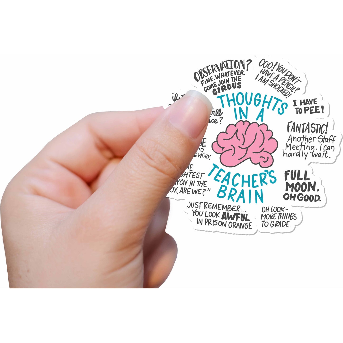 Teacher Thoughts - Teacher Brain Vinyl Sticker
