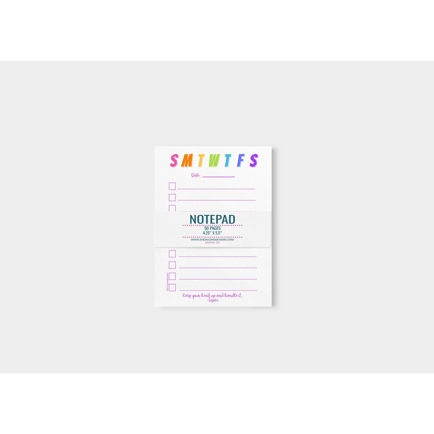 OLD VERSION-Days of the Week Notepad - 4.25" x 5.5" (A2)