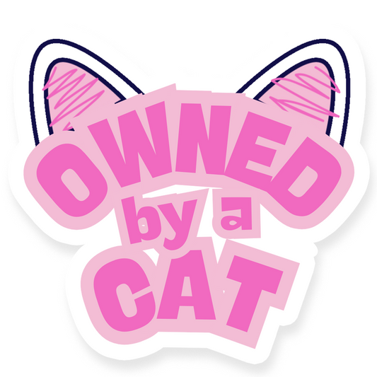 Owned By a Cat Cat Lover Vinyl Sticker for Water Bottles & Laptops